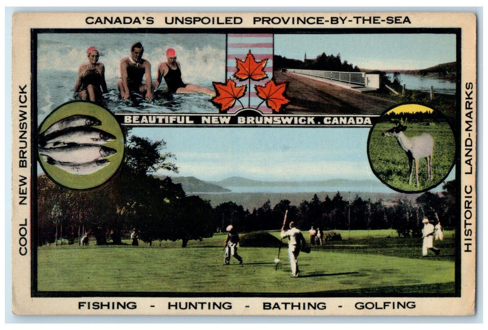 c1950\'s Historic Landmarks Beautiful New Brunswick Canada Multiview Postcard