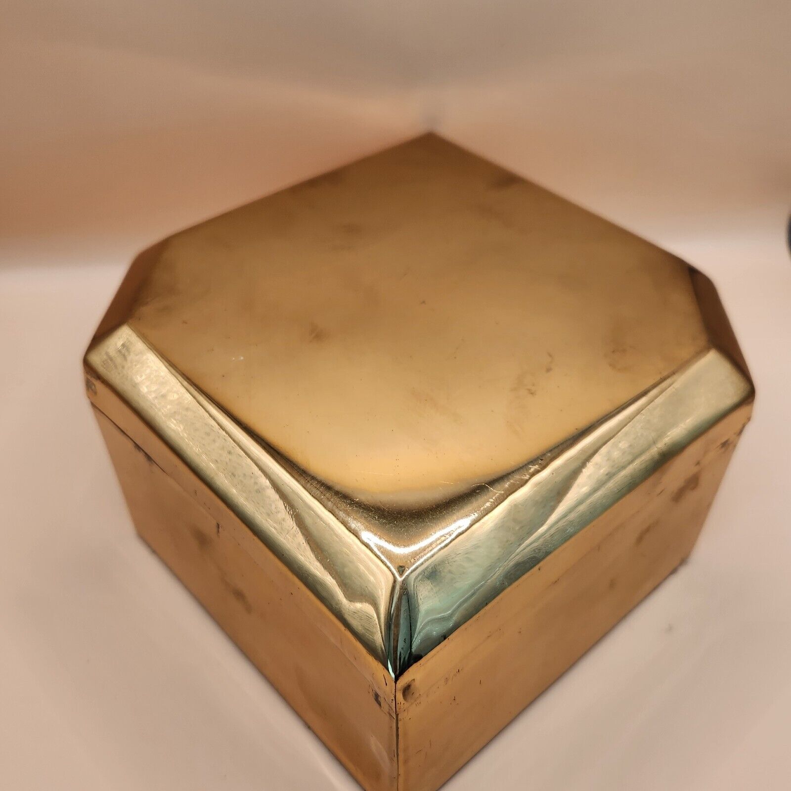 Vintage Solid Brass Lidded Trinket Box, BOHO, 12” L