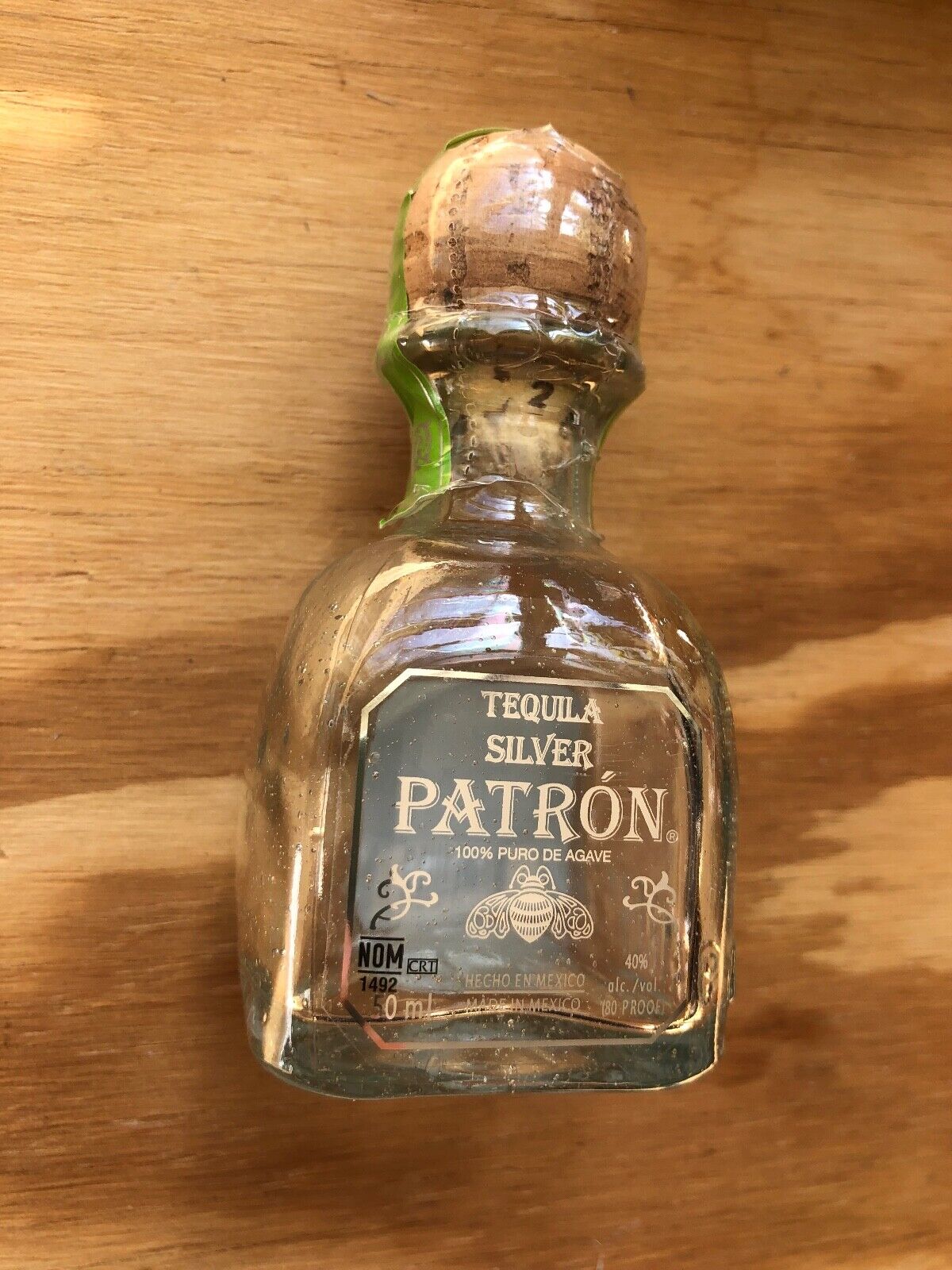 PATRON SILVER TEQUILA 50ml Cork Top Glass Bottle Empty Mini Mexico