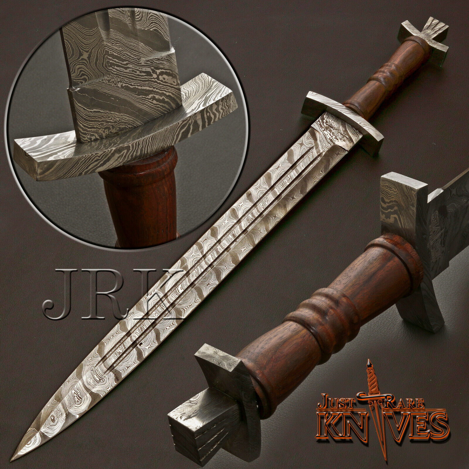 VIKING SWORD, CUSTOM MADE HAND FORGED DAMASCUS STEEL, BATTLE READY DAGGER- JRK72