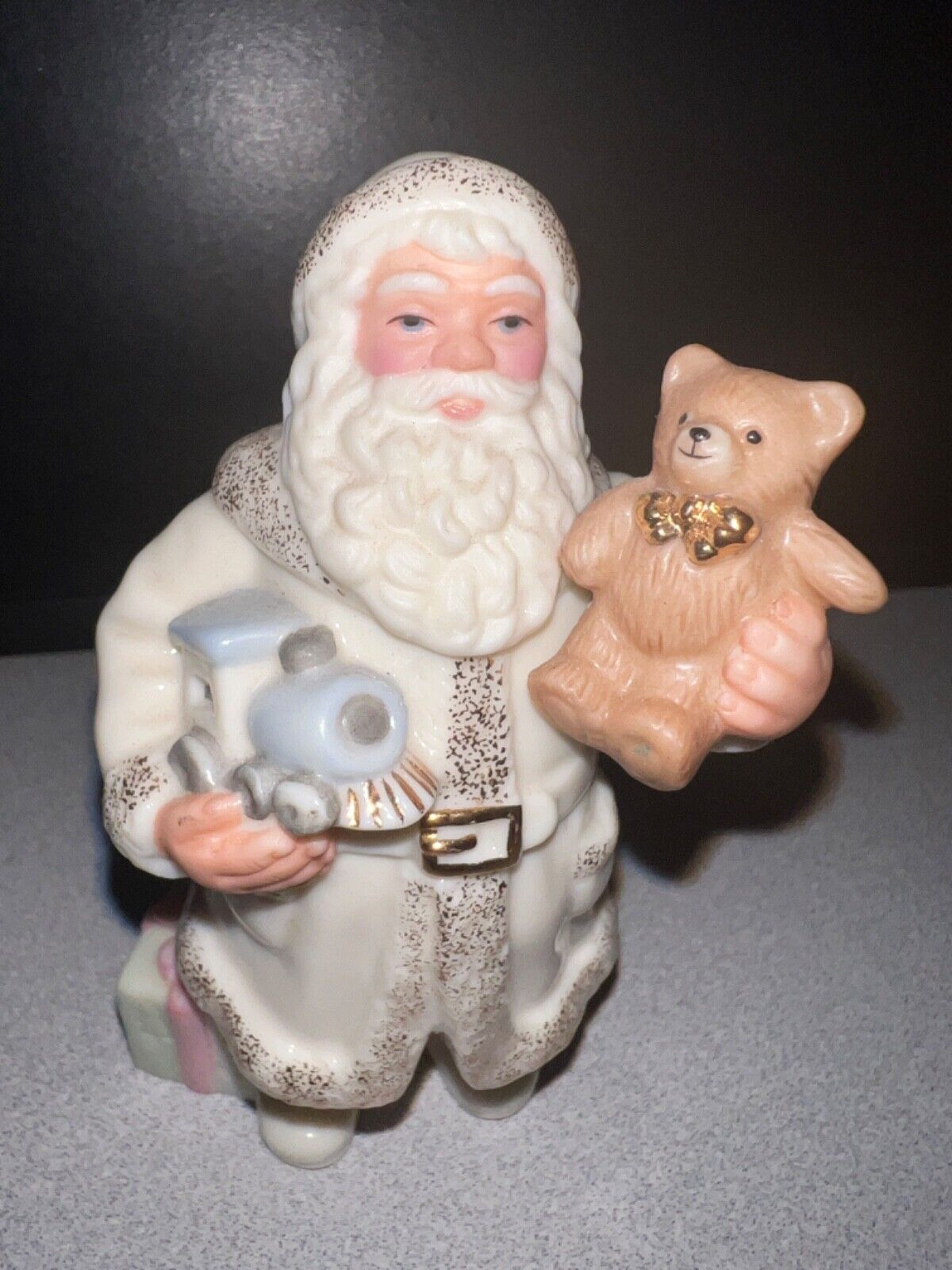 Lenox Santa Claus Fine Porcelain Figurine with Teddy Bear and Train Toys