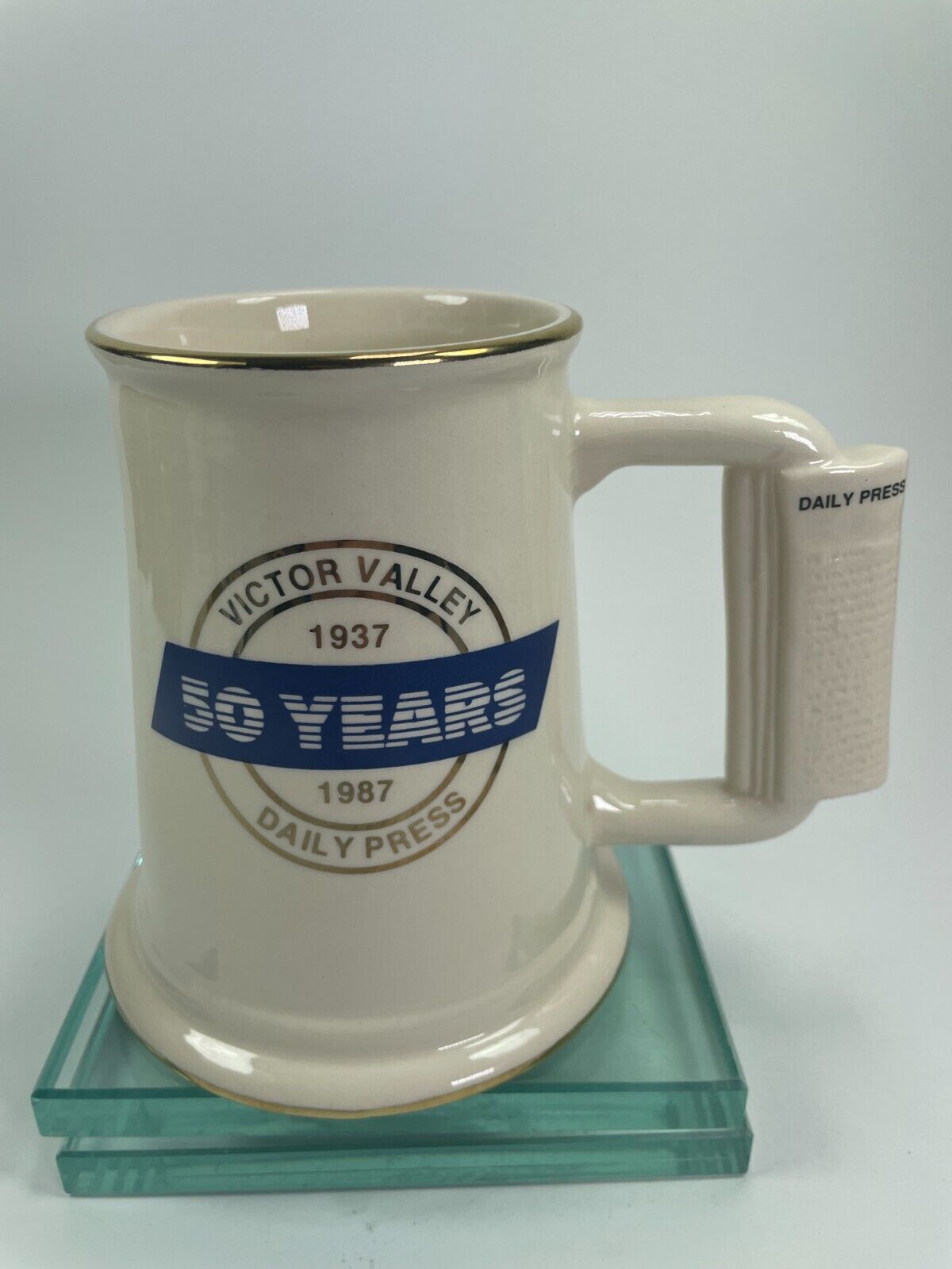 Victor Valley Daily Press Beer Stein Mug 1937-1987 50 Years Souvenir Rare CupC94