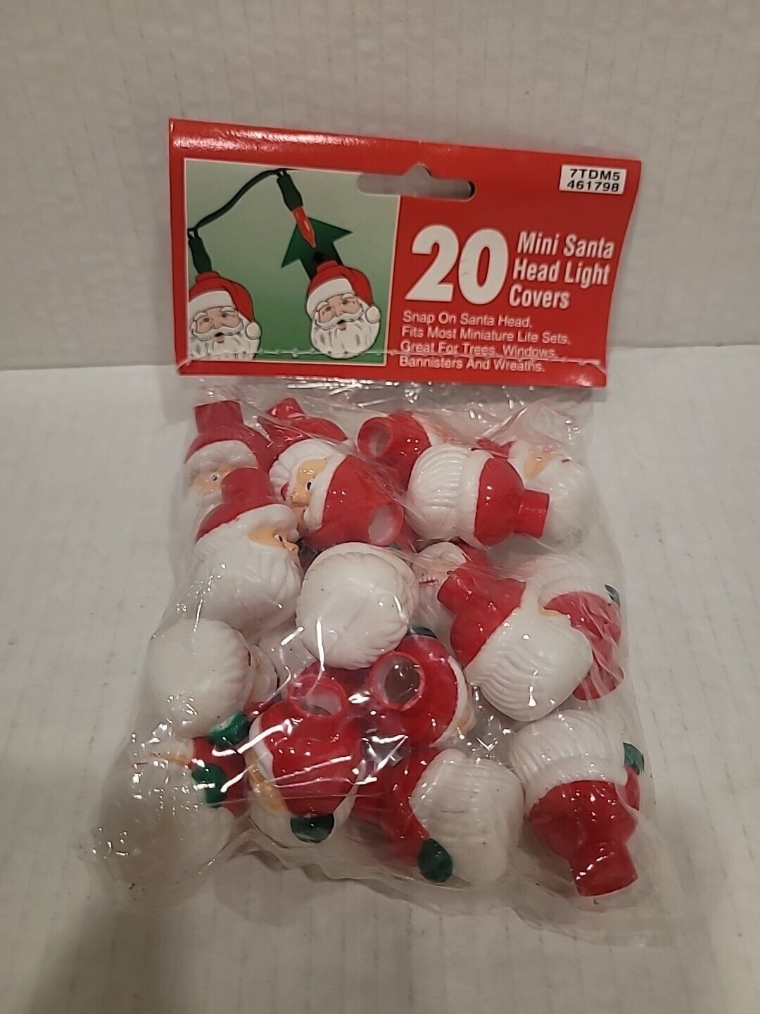 20 Vtg Plastic Blow Mold Christmas Santa Head Mini Light Bulb Covers Retro Nos