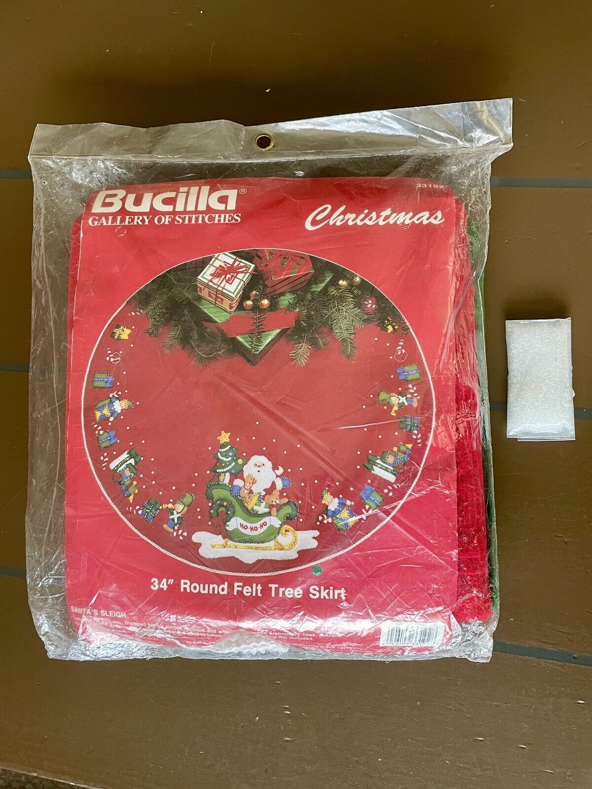 Unopened Bucilla 34” Tree Skirt #33142 Santa’s Sleigh With Extra Crystal Beads