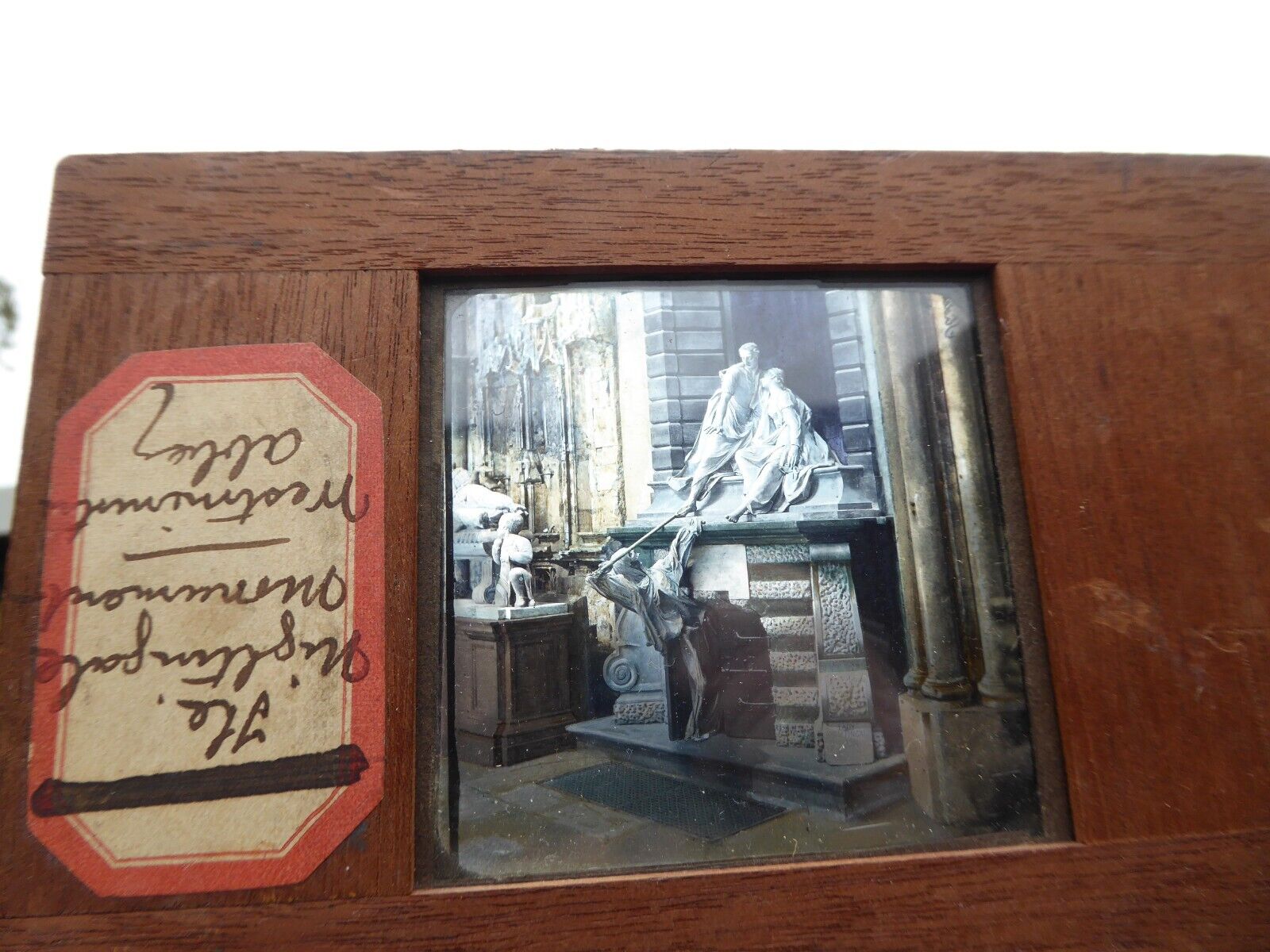 Victorian era Magic Lantern Slide of The Nightingale Monument -Westminster Abbey