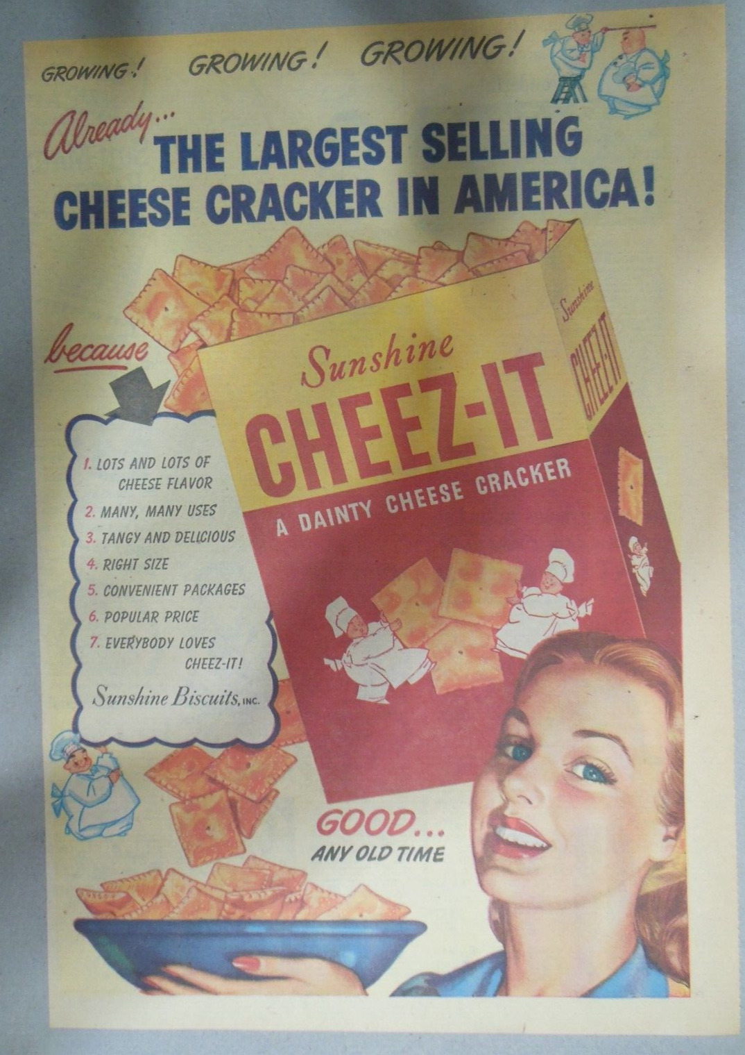 Sunshine Cheez-It Crackers Ad:  America's Favorite  1940's Size: 11 x 15 inches