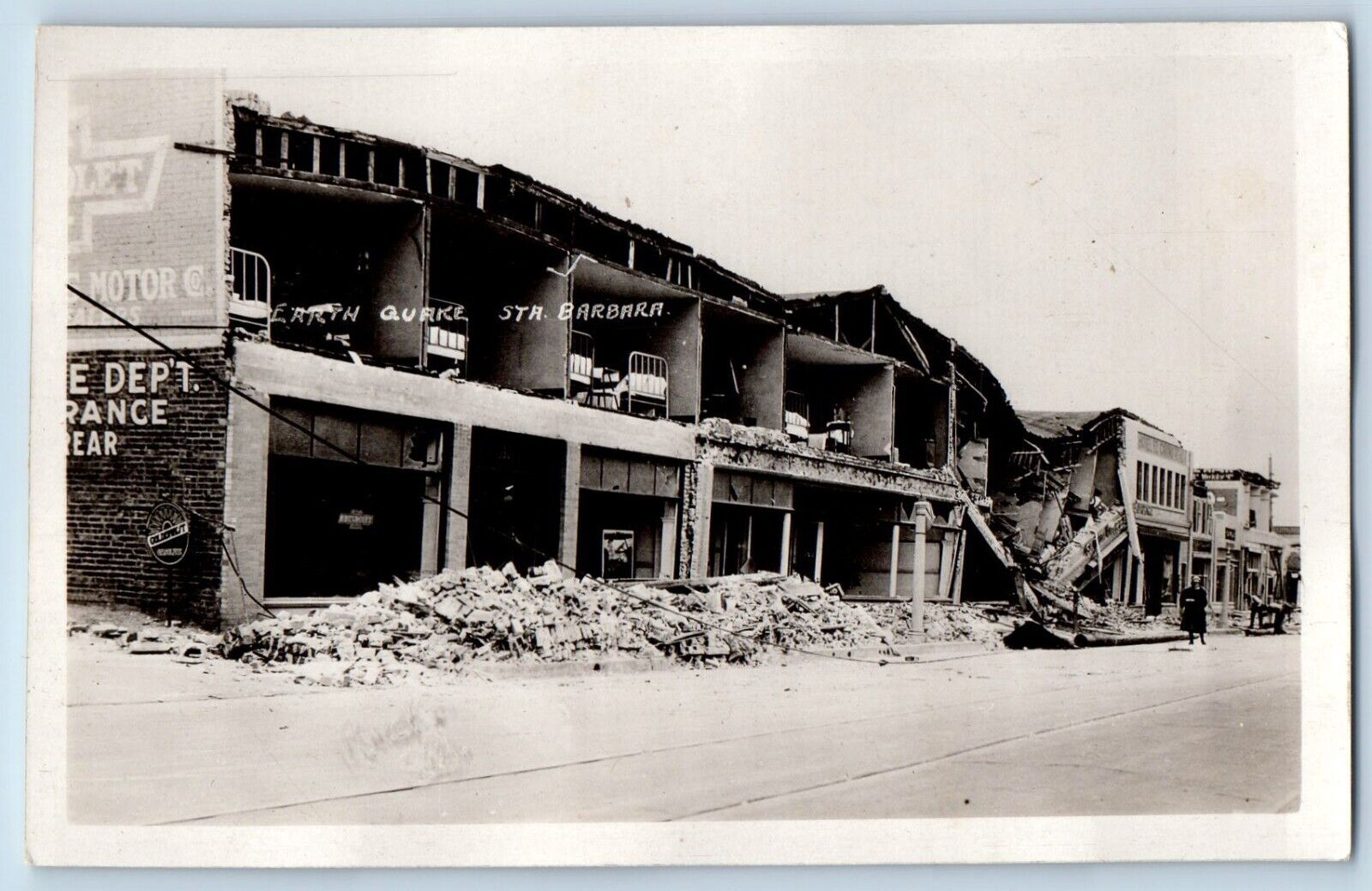 Sta Barbara California CA Postcard RPPC Photo Earth Quake c1910's Antique
