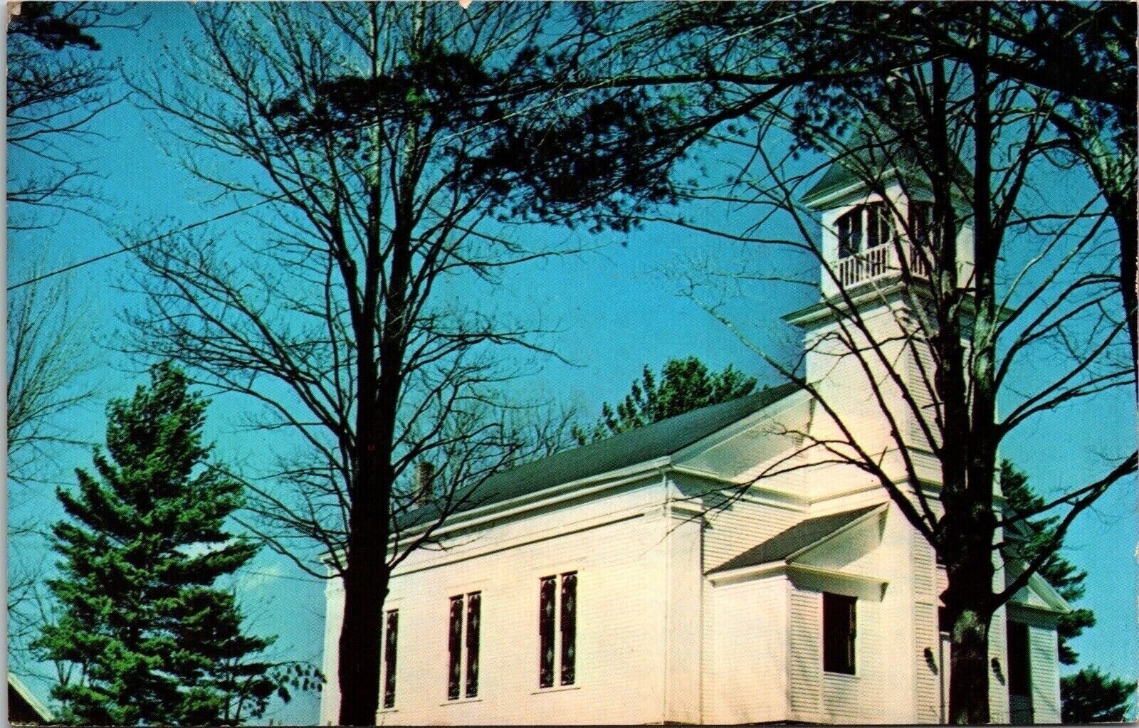 First Baptist Church Jefferson Maine Street View Religious Fall UNP Postcard