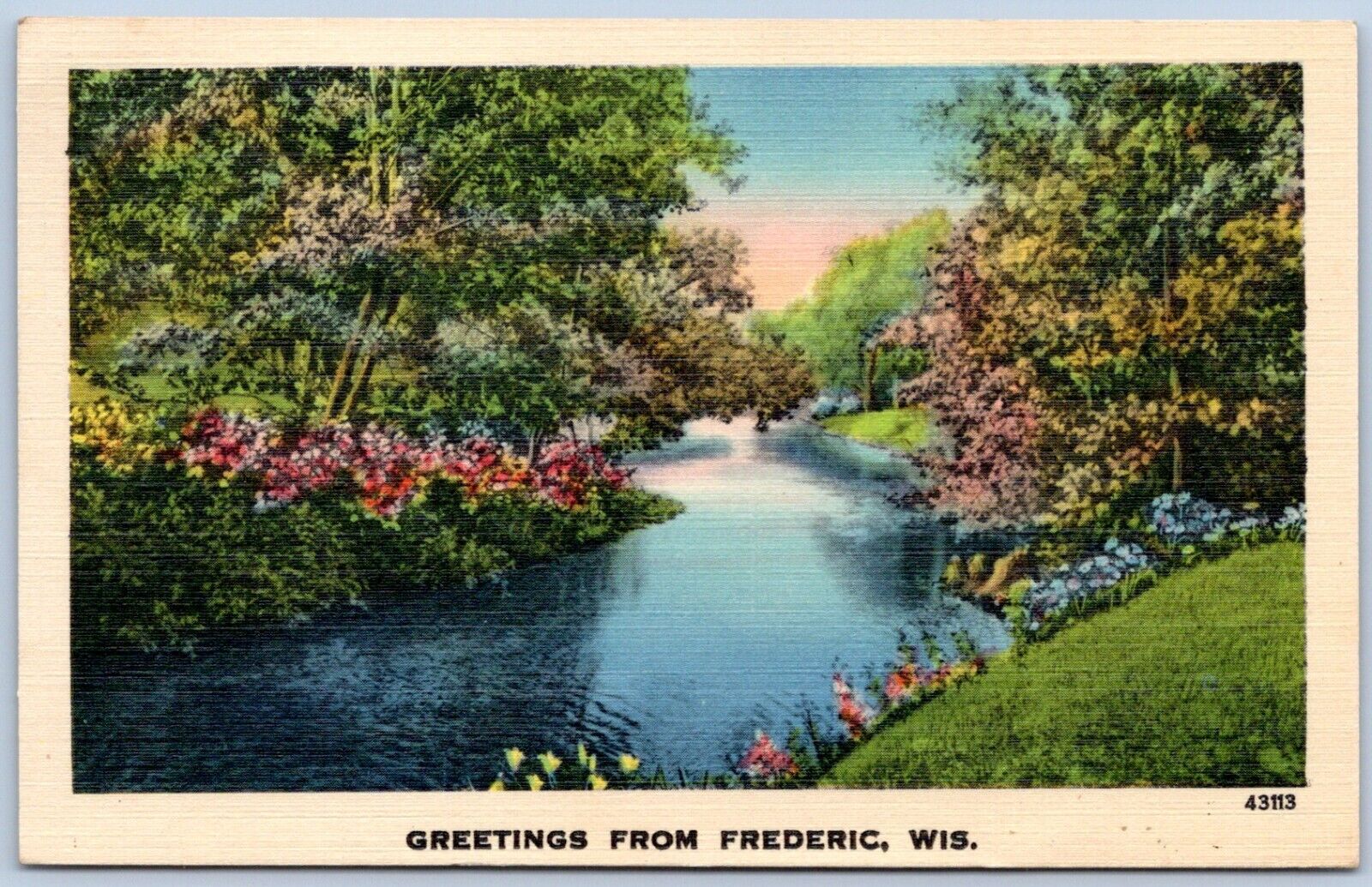 Postcard WI Wisconsin Greetings From Frederic Polk County Linen WI07