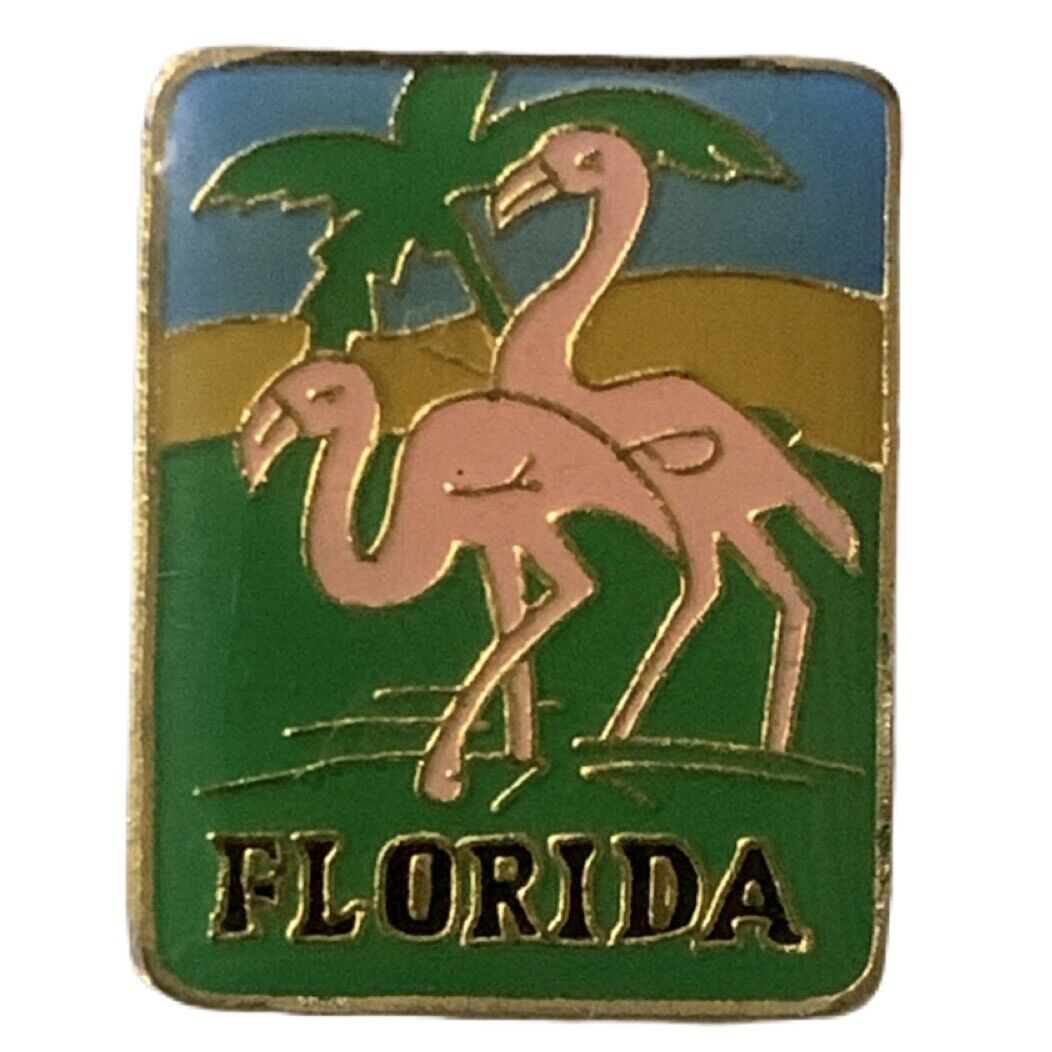Vintage Florida Flamingos Travel Souvenir Pin