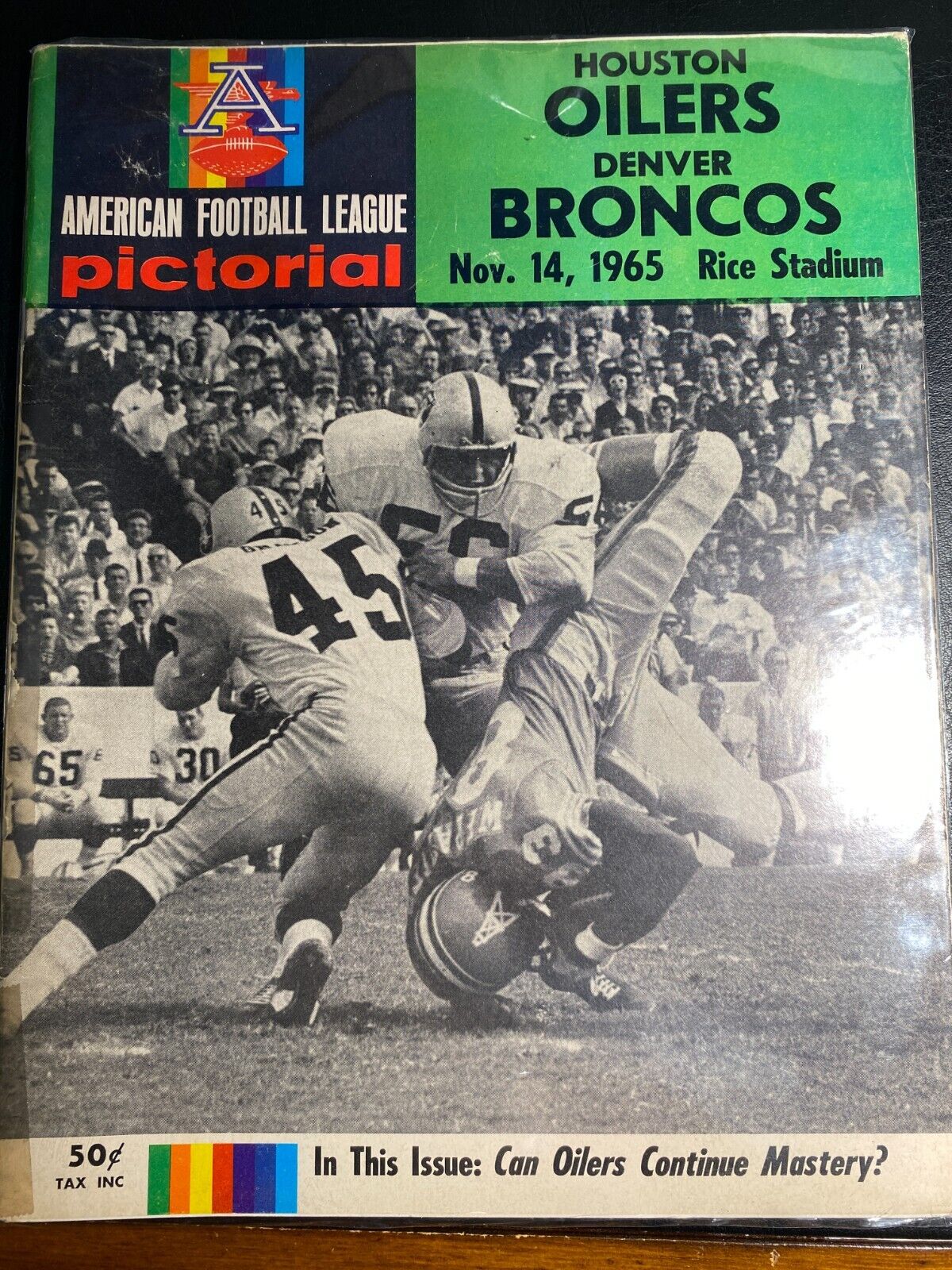 1965 Nov, 14 American Football League Pictorial Rice Stadium NFL Football