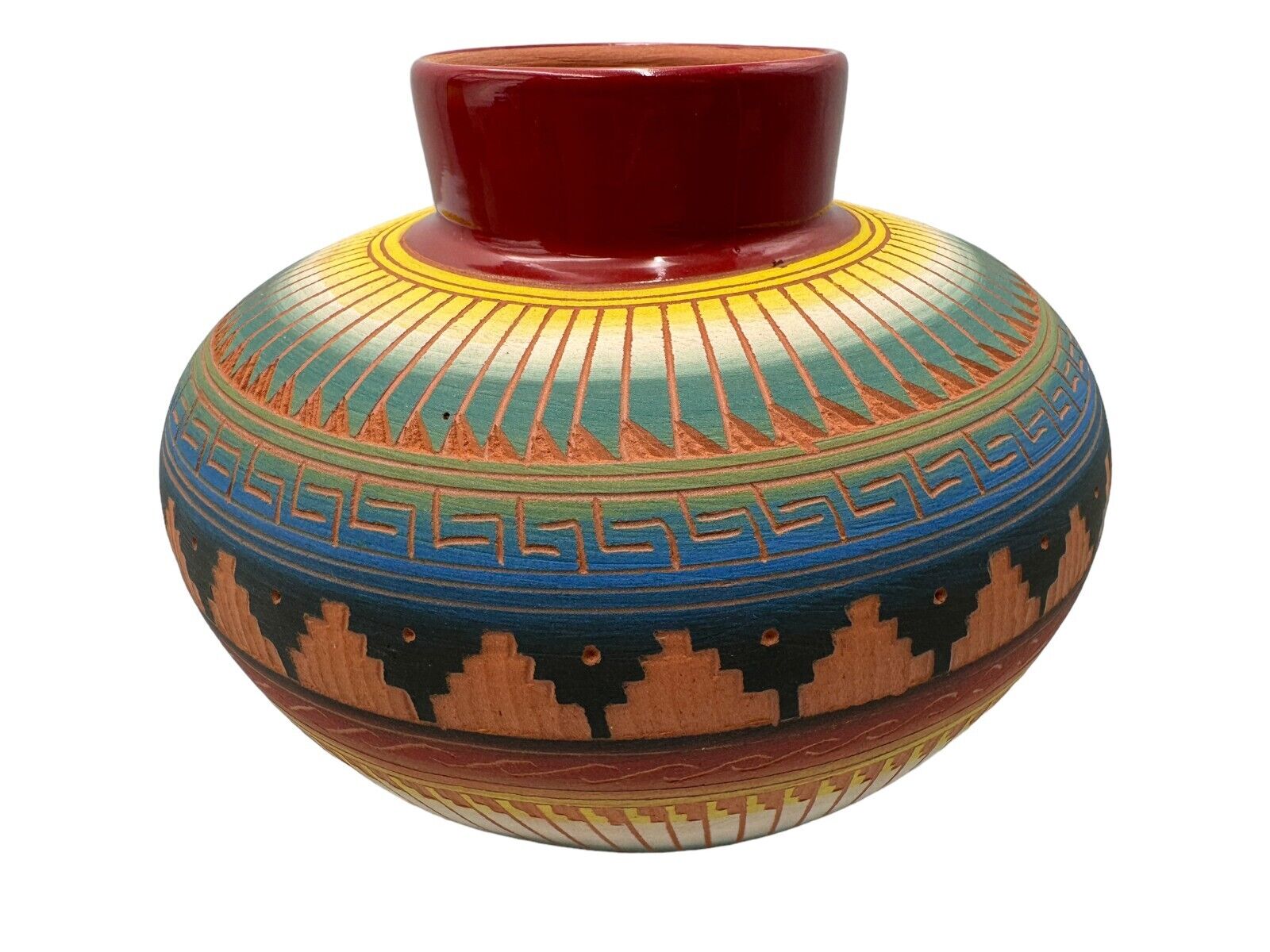 Native American Pottery Navajo Pot Southwest Hand Painted Home Decor SAM