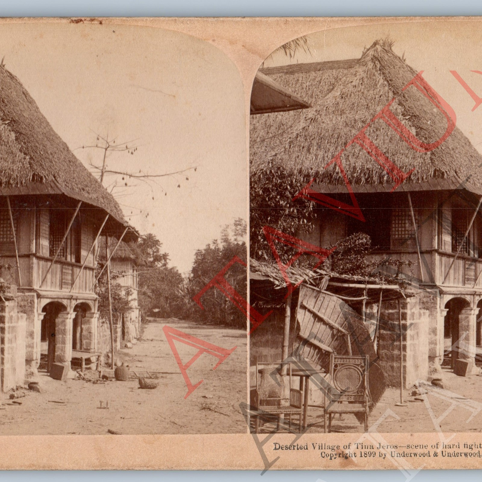 1899 Tino Jeros Philippines House Village Real Photo Stereoview Spanish War V43