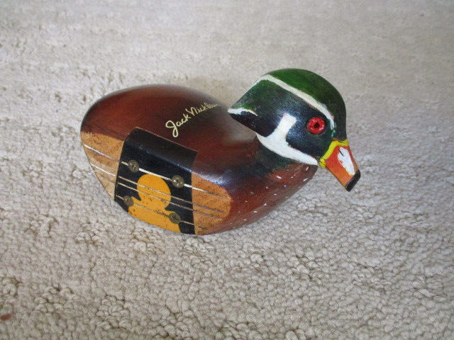 Vintage Jack Nicklaus Golf Club Head Duck Carving Paperweight Handmade Painted