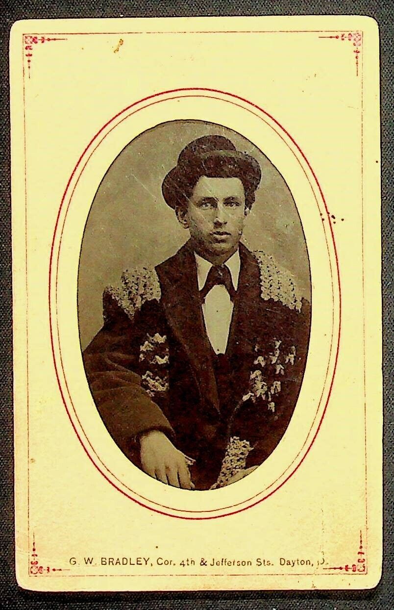 Vintage 1890s Tintype Photo Young Man In Hat GW Bradley Dayton Ohio 4th Street