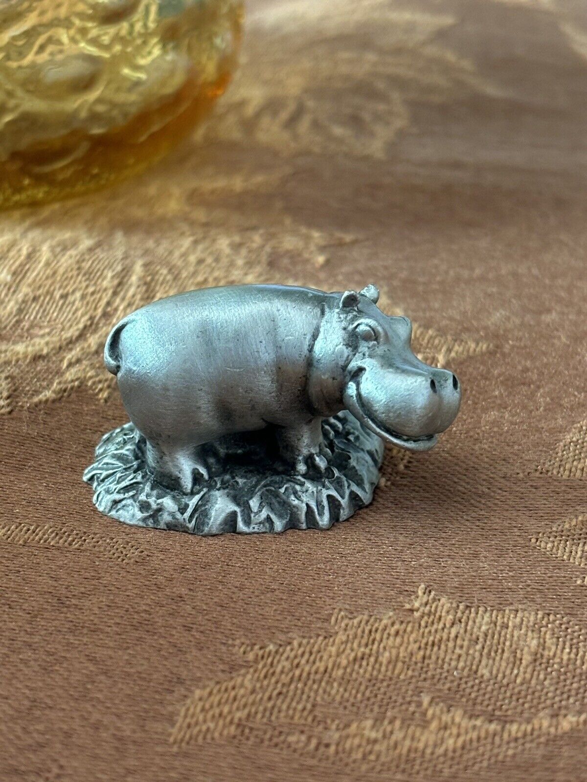 Vintage 1977 Miniature Hippo Pewter Figurine Hallmark, A Little House Hippo
