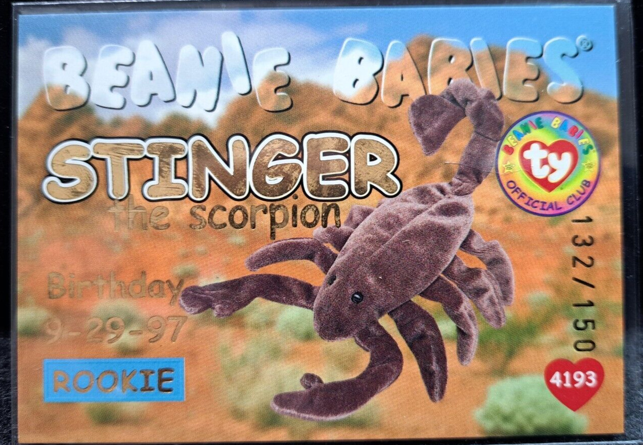 TY Beanie Baby Trading Card, Birthday S1, #46 Stinger GOLD # 132/150 - RARE