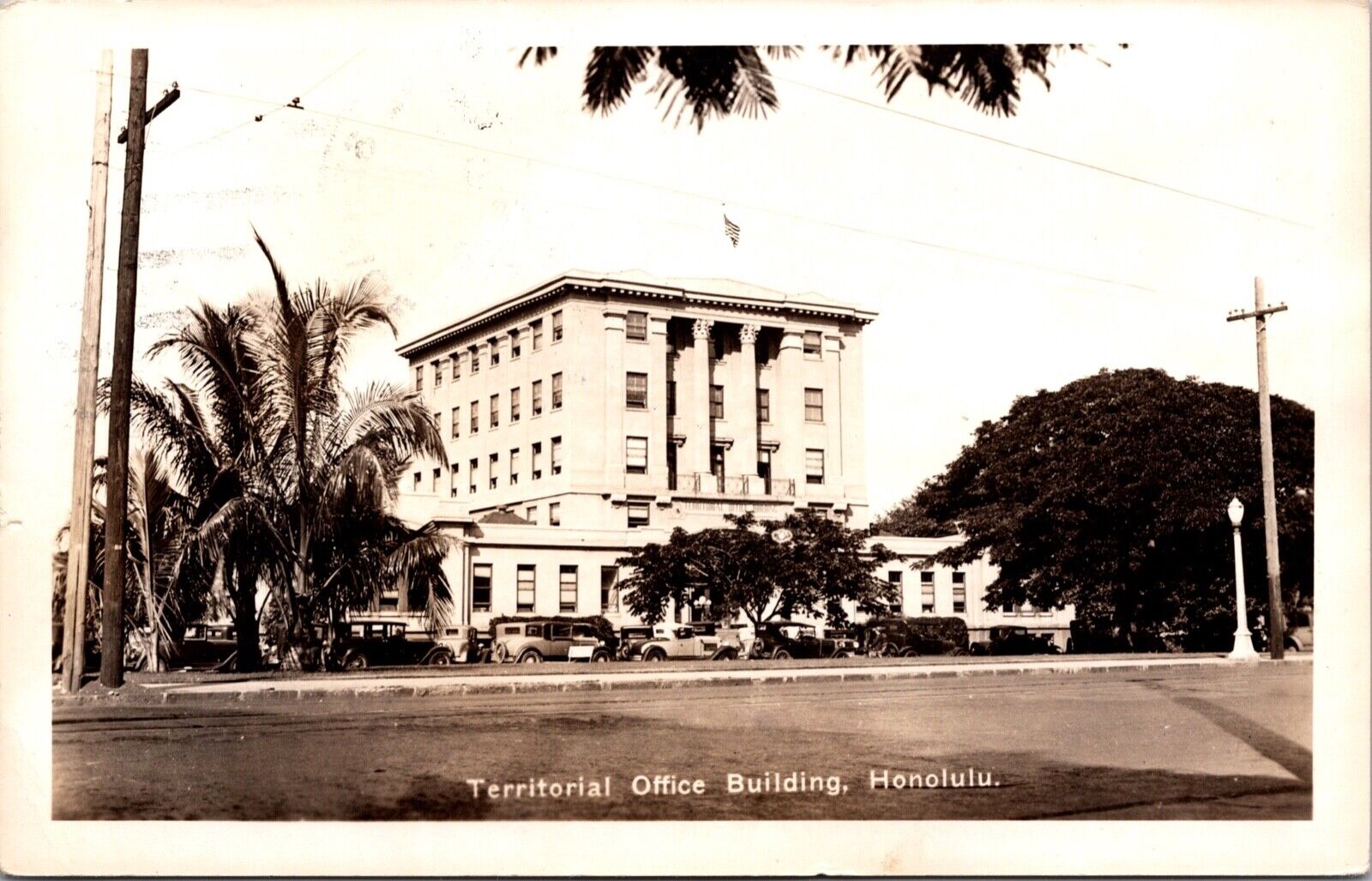 Real Photo Postcard Territorial Office Building in Honolulu, Hawaii