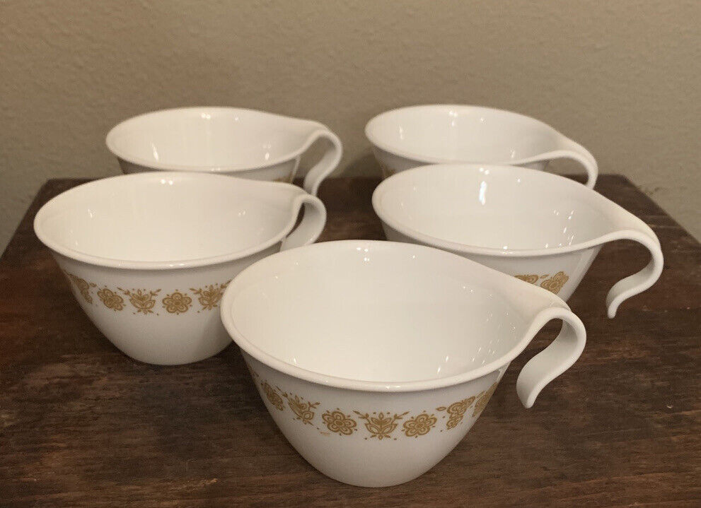 Vintage Corelle Butterfly Gold Hook Handle Coffee Cup Lot Of 5