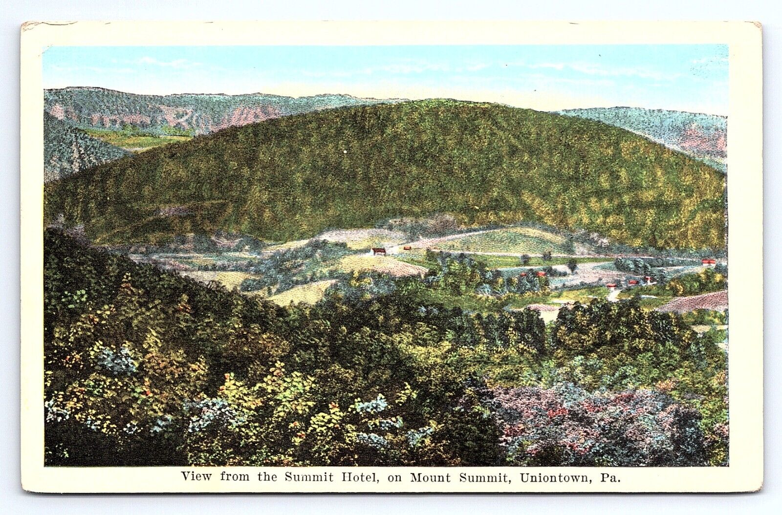 Postcard View From Summit Hotel Mount Summit Uniontown Pennsylvania PA