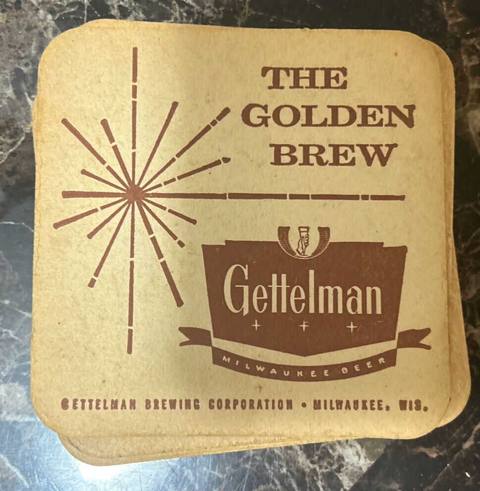 GETTELMAN GOLDEN BREW Beer Coaster Milwaukee, Wisconsin 1965 Lot Of 11