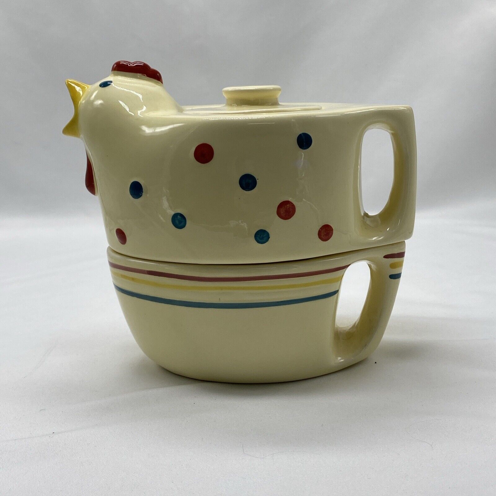 Vintage MSRF Inc. Design Studio Chicken Polkadot Tea Pot And Creamer/ Sugar ...