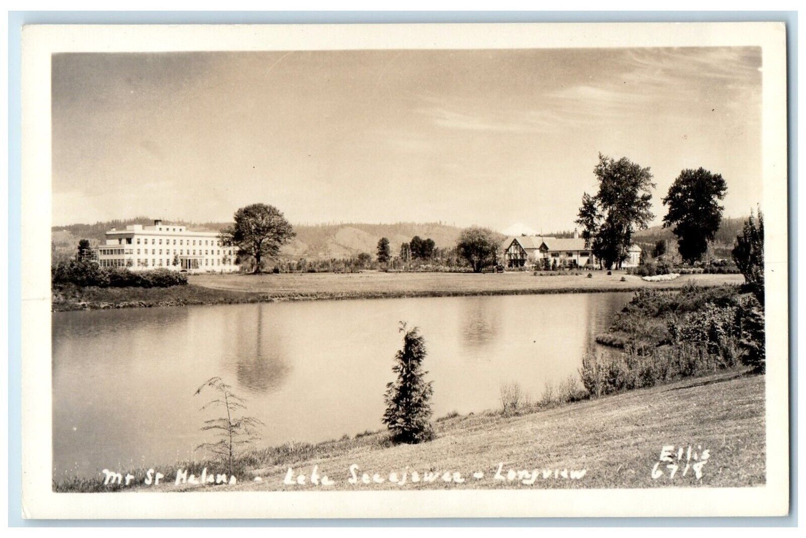 c1940\'s Mt. Sr Helena Lake Sacajawea Longview California CA RPPC Photo Postcard