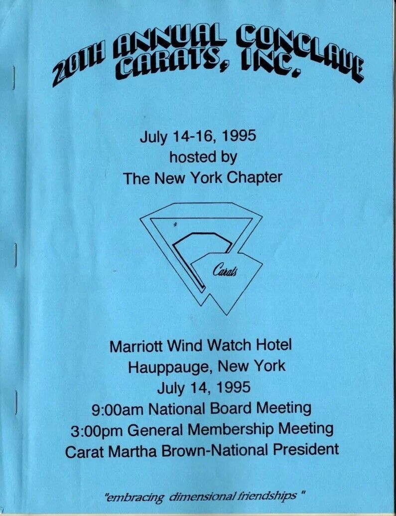 20th Annual Conclave CARATS, INC. Program Book Ephemera July 14-16, 1995 Vintage