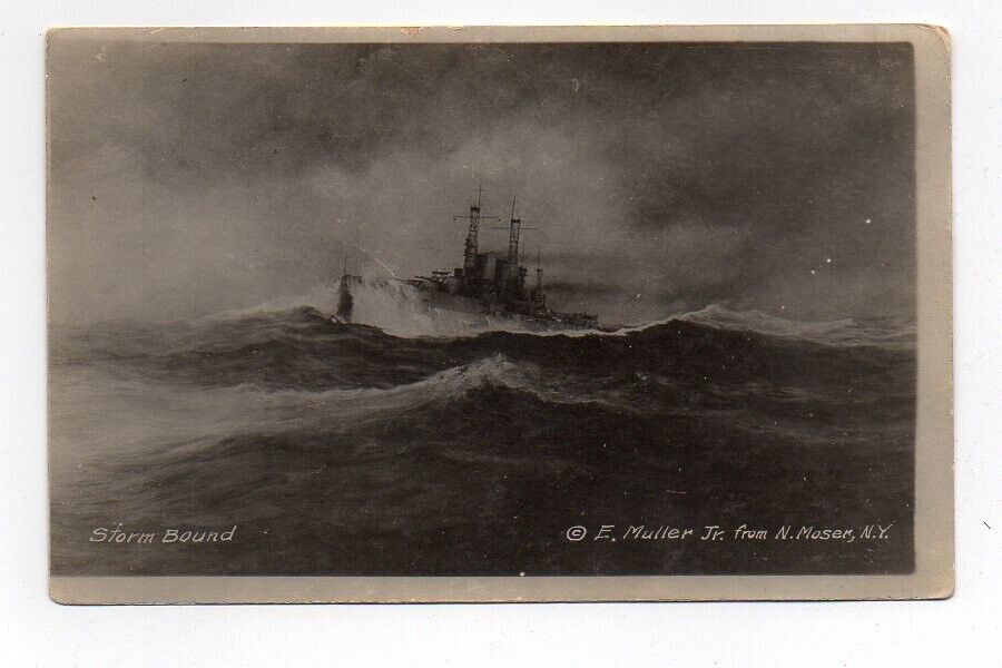 2 RPPC, E. Muller Jr. from N. Moser, N.Y., New York, Mountain Seas, Storm Bound