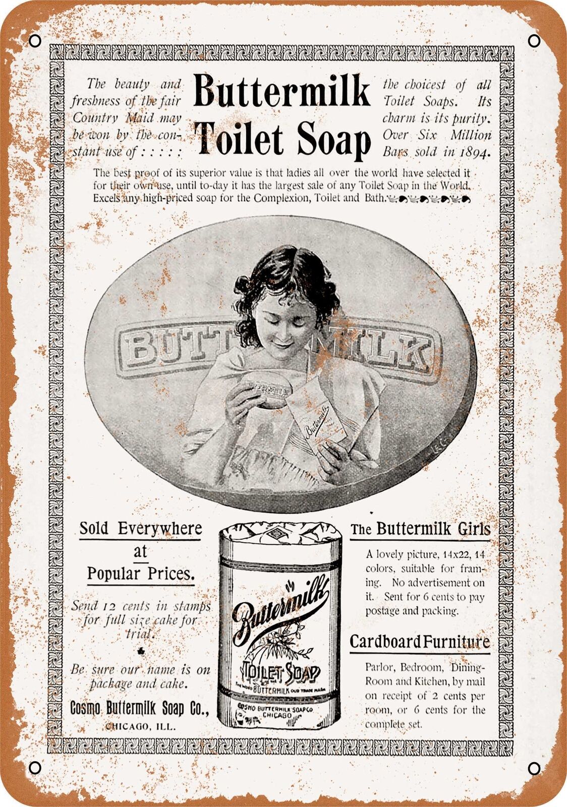 Metal Sign - 1895 Buttermilk Toilet Soap -- Vintage Look 2