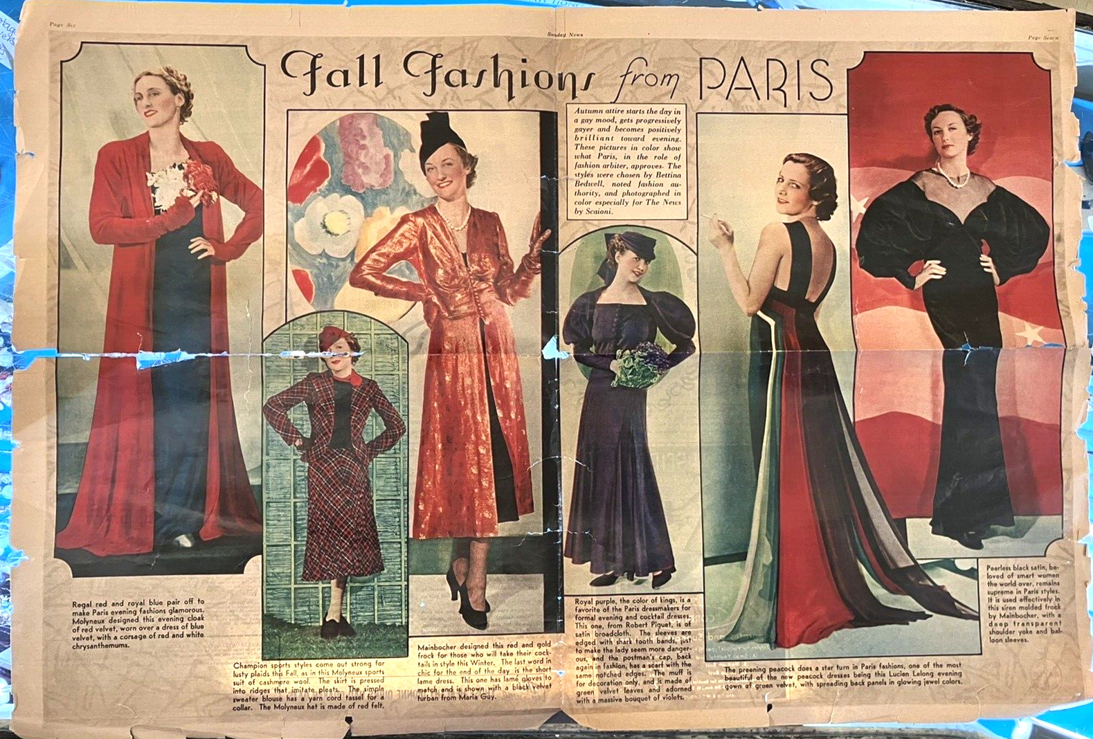 1930s Original Vintage Lady Fashions 1930s PARIS designers Photo Print magazine
