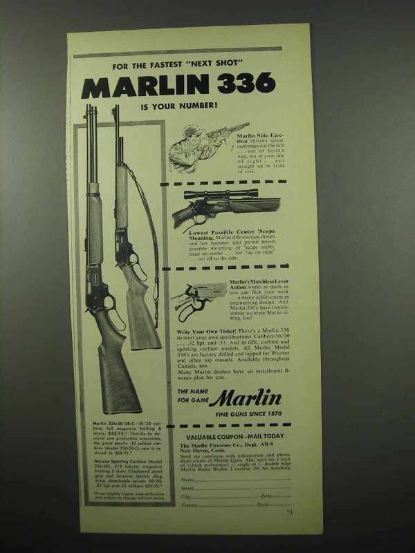 1955 Marlin 336-30/30-C; 336-SD Rifle Ad - Next Shot