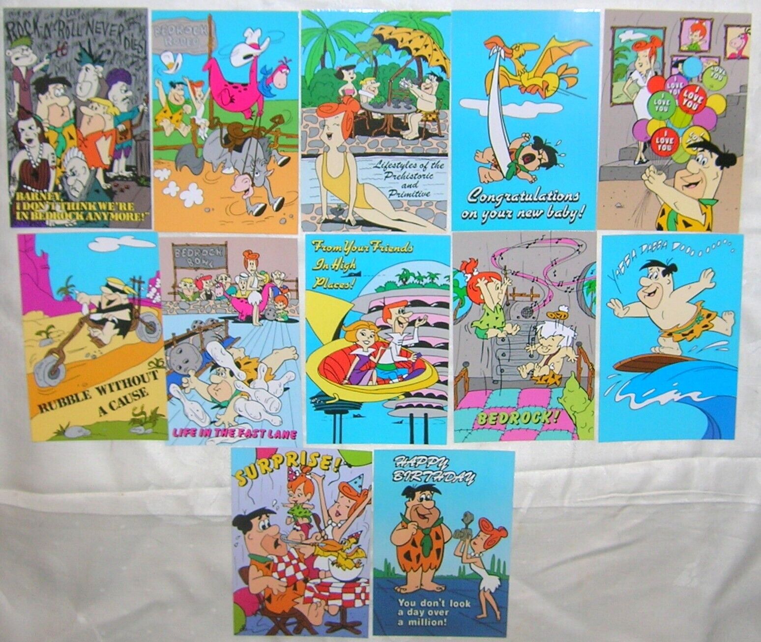 Lot of 12 Vintage Flintstones Continental Size Postcards