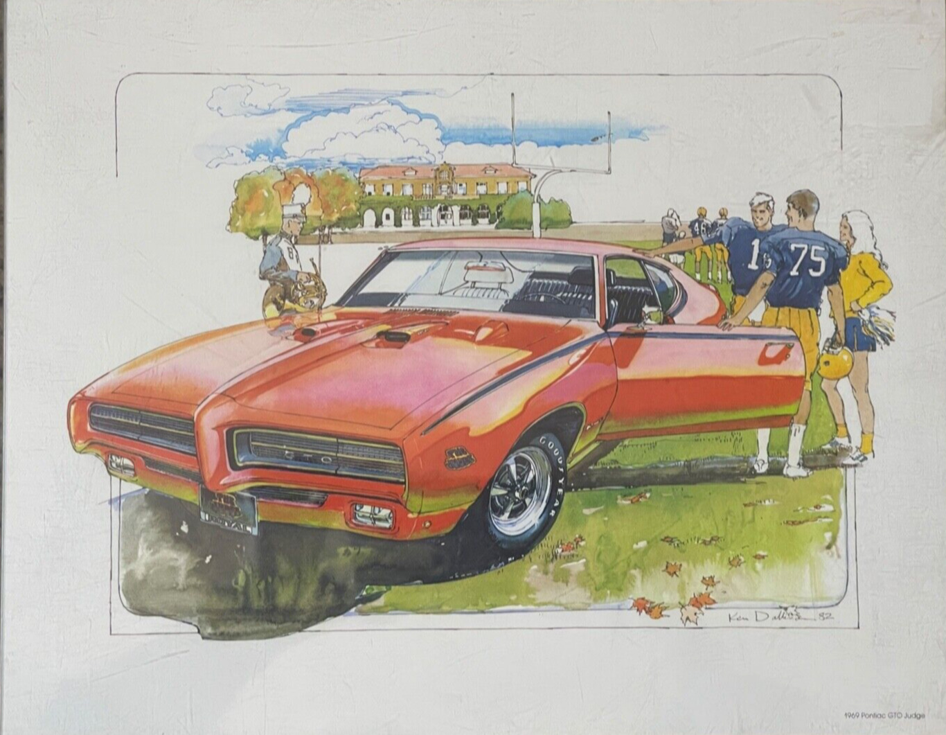 1982 Ken Dallison 1969 Pontiac GTO Judge Original GM Advertising Print FRAMED