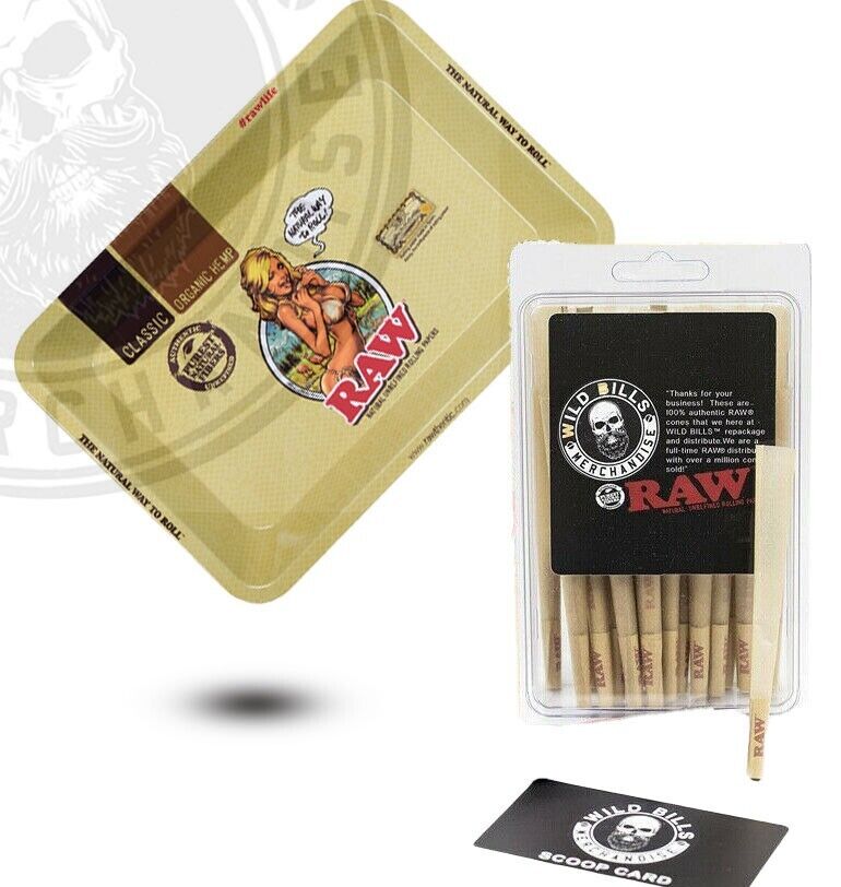 RAW   1 1/4 Size Pre-Rolled Cones (40 Pack) W FREE RAW MINI  GIRL TRAY