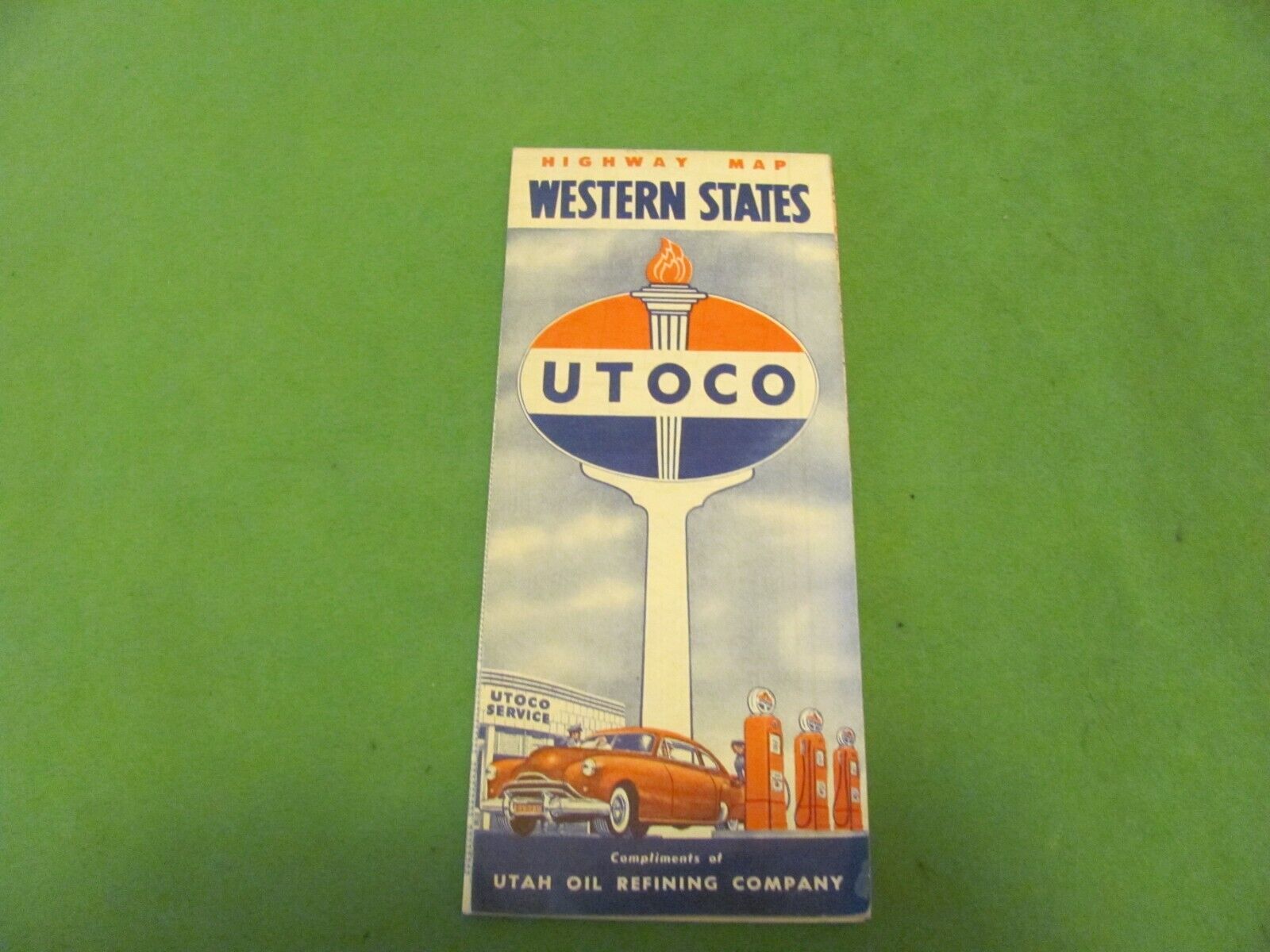 Vintage UTOCO Gas Station Highway Map Western States 1950s Utah Oil Refining.