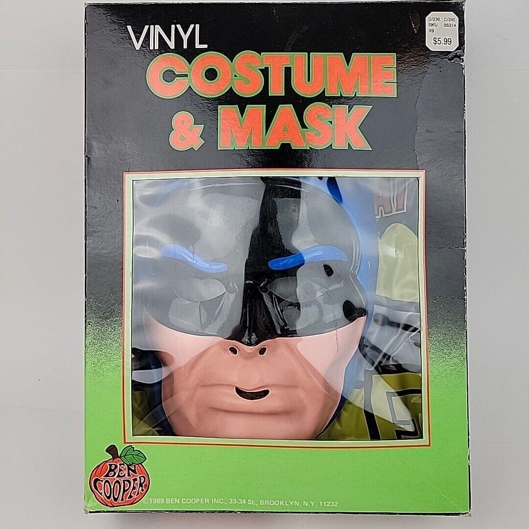 Ben Cooper Batman Vintage Halloween Mask & Costume In Box 1989