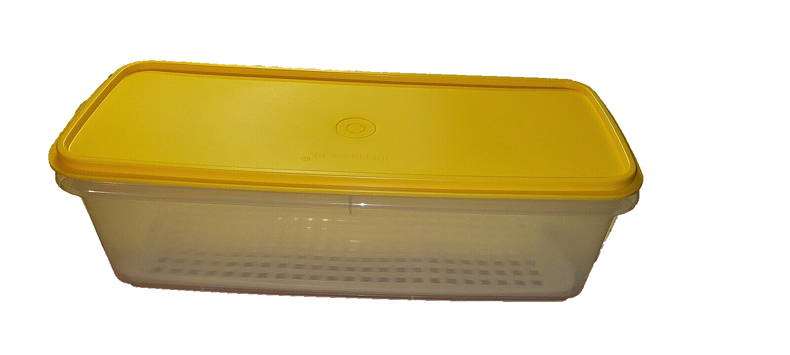 Tupperware 782 Bread /Celery Keeper White With Yellow Lid And White Insert 14.5”