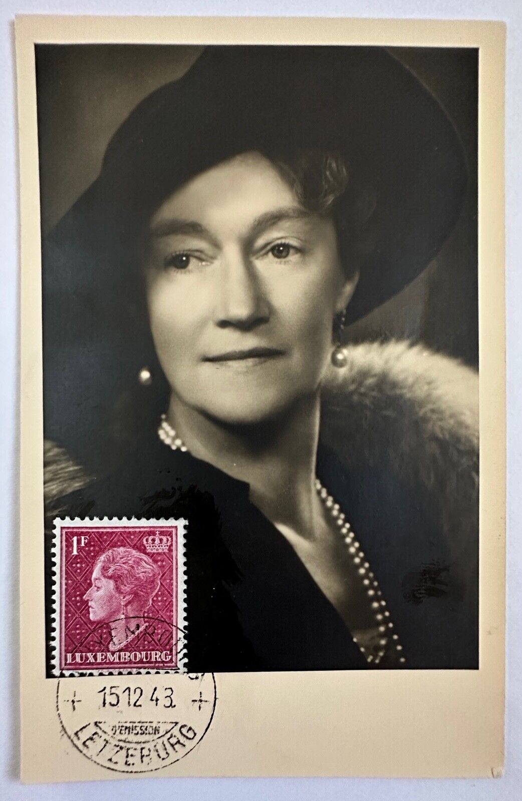 Luxembourg Postcard 1948 Portrait of Grand-Duchess Charlotte 1F 1st Day Sc 254