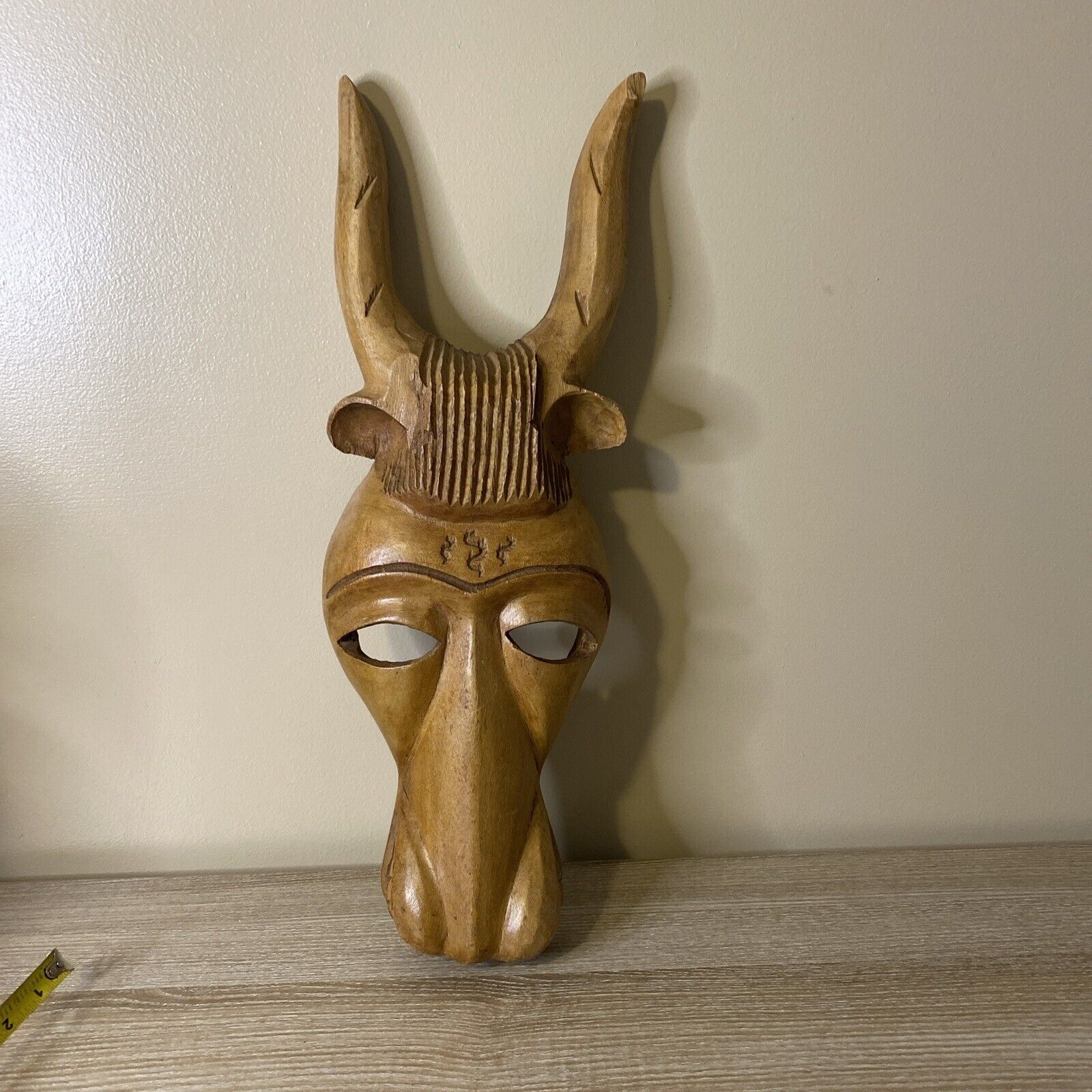 Vintage Wooden Hard Carved Mask Made In Haiti 1994