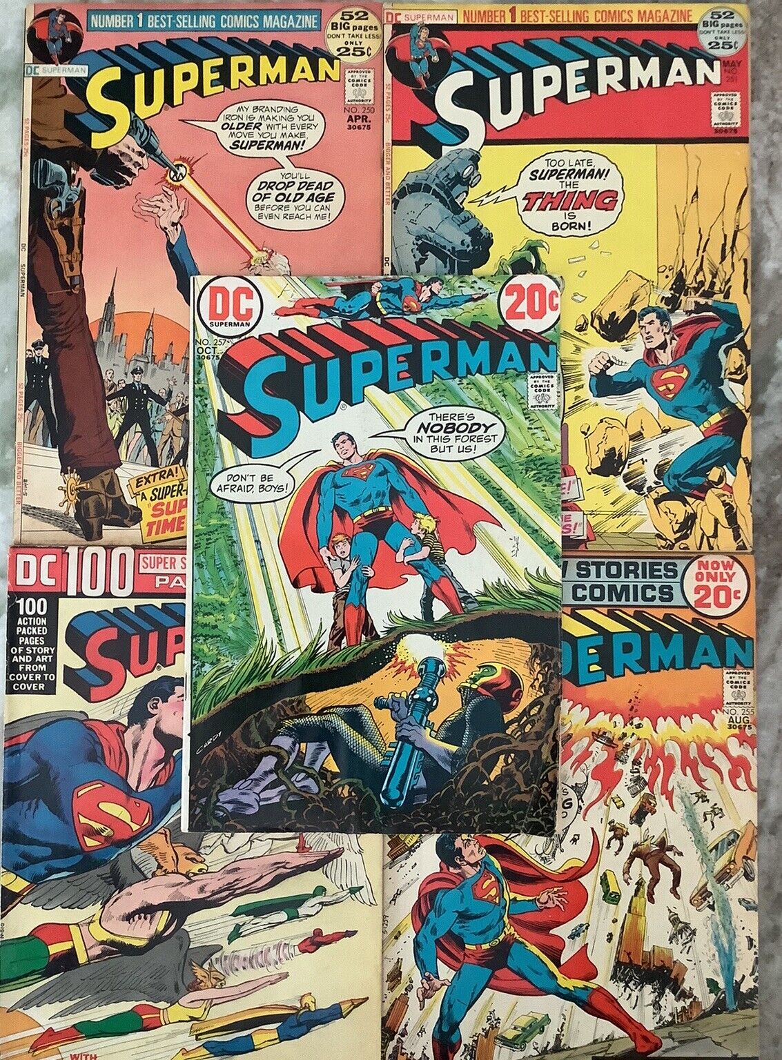 Superman 250-252, 255, 257 DC 1972 Comic Books