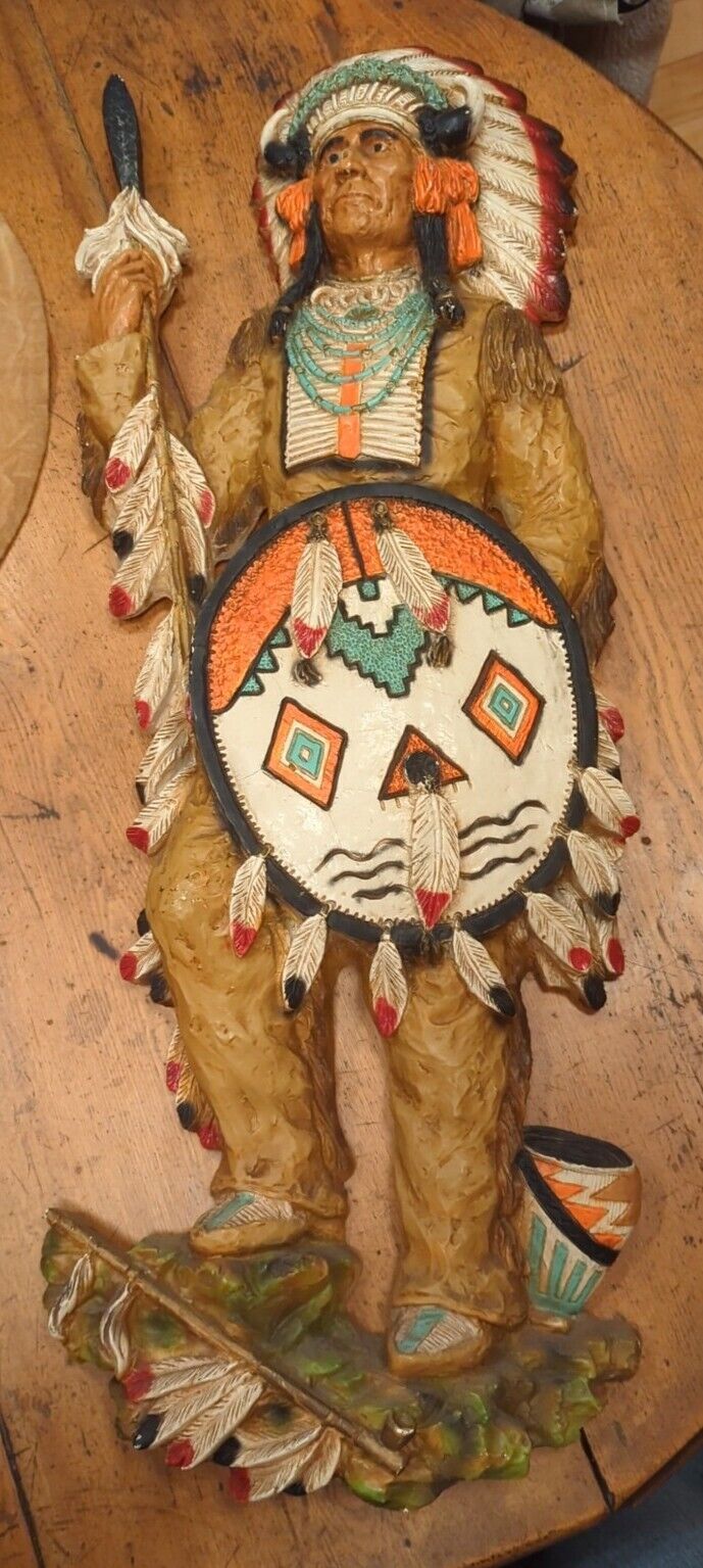 Vintage Universal Stationary Corp Chicago Large Indian Chief Wall Hanging 32.5