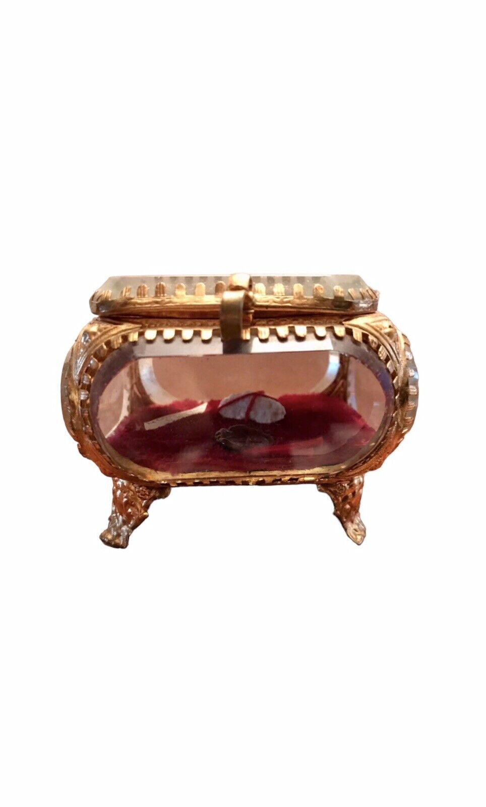 Antique French Ormolu Casket Relic Stone from Cave Jesus’ Birth. Red Wax Seal