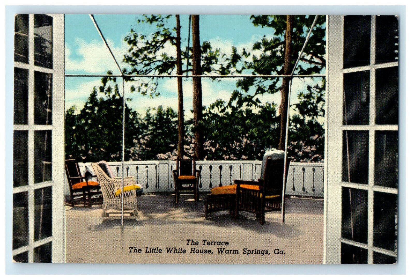 c1940s The Terrace, The Little White House, Warm Springs Georgia GA Postcard