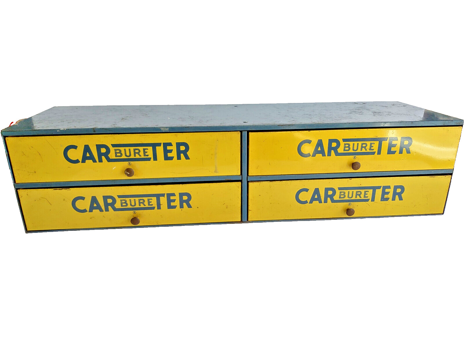 Vintage Carter Carburetor 4 Drawer Parts Storage Cabinet sign