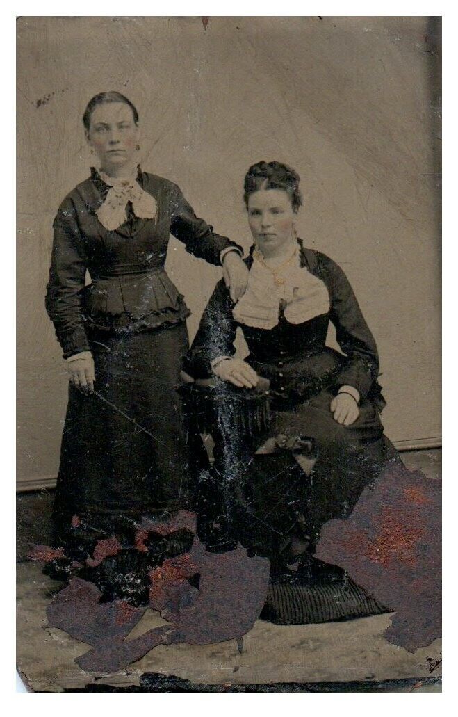 Antique Tintype Photo of Beautiful Young Women