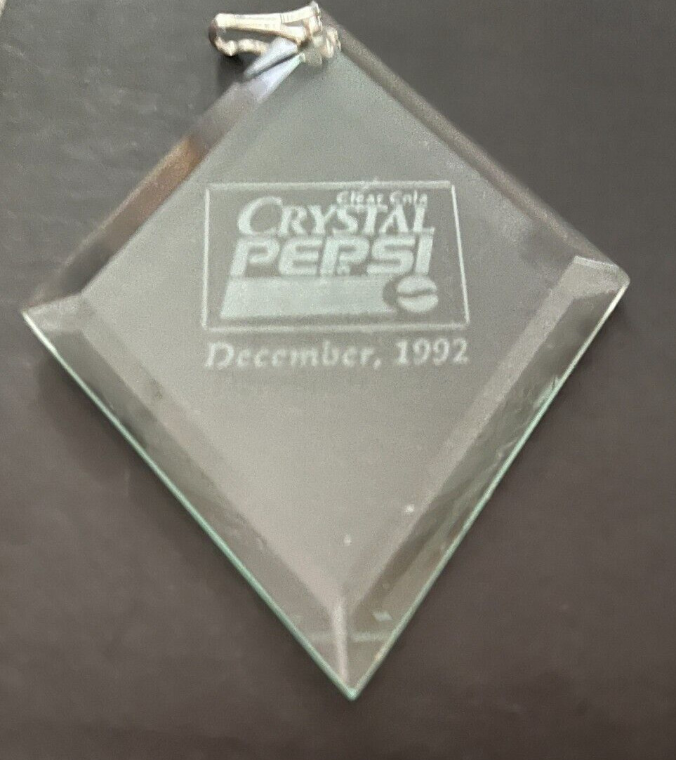 Vintage Pepsi-Cola Crystal Clear Cola Pepsi Hanging Acrylic Dated December 1992