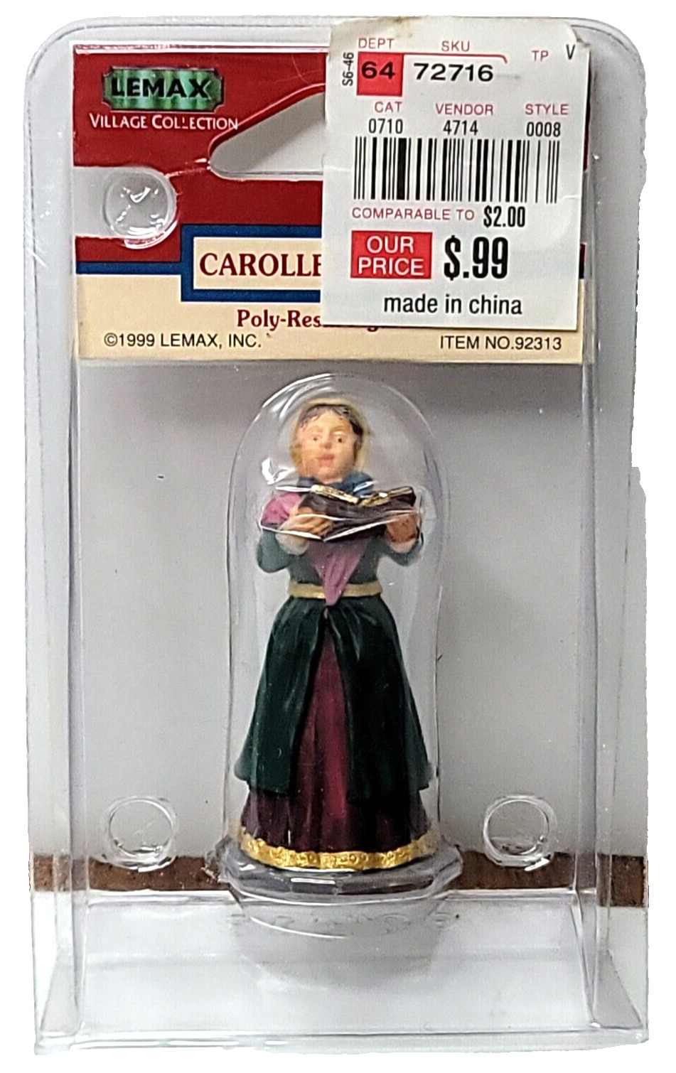 VTG Lemax 1999 Caroller Woman Christmas Village Polyresin Figurine 92313 