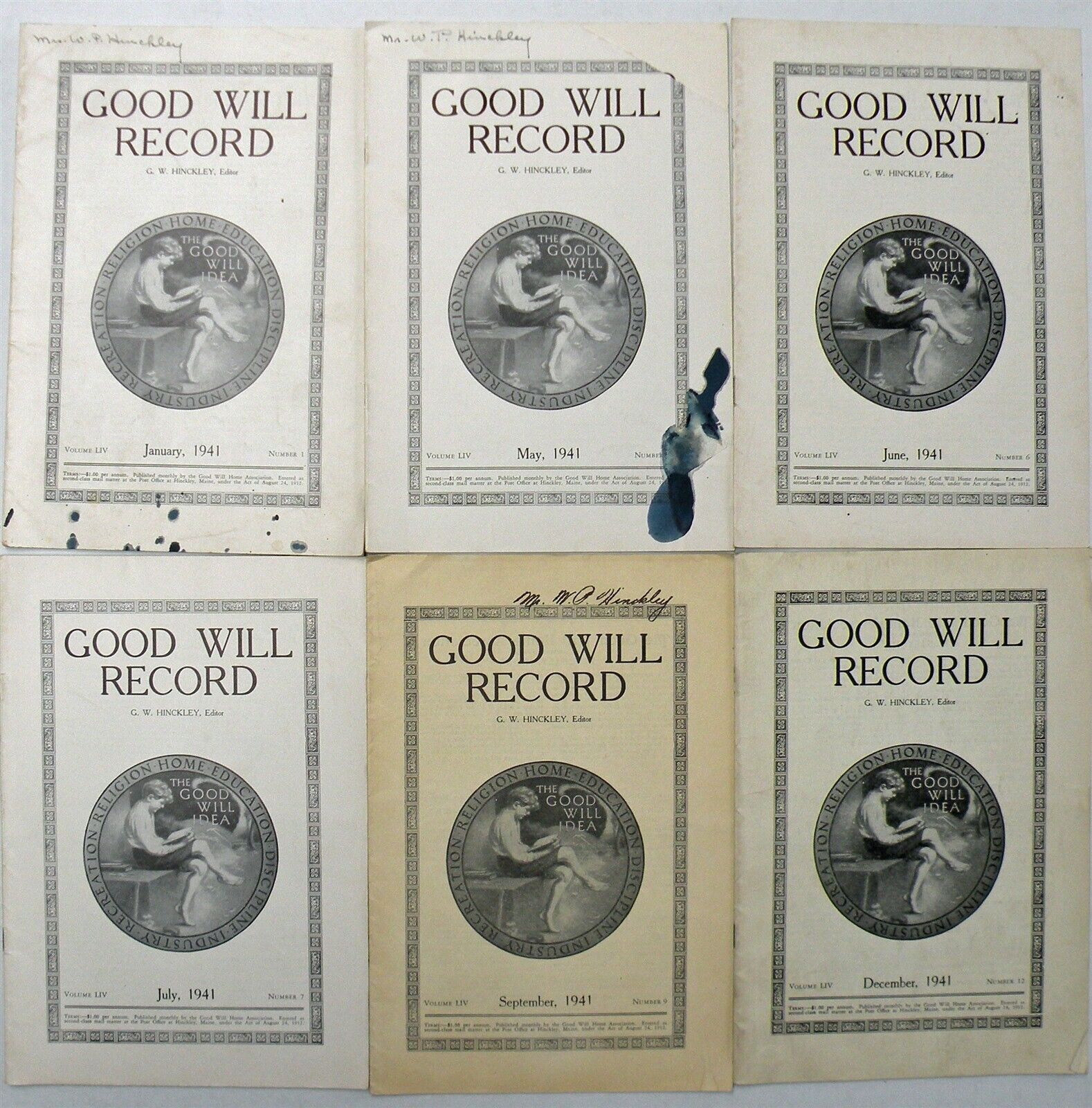Hinckley Maine Good Will Record - Good Will Homes & Schools Lot Of 6 - 1941
