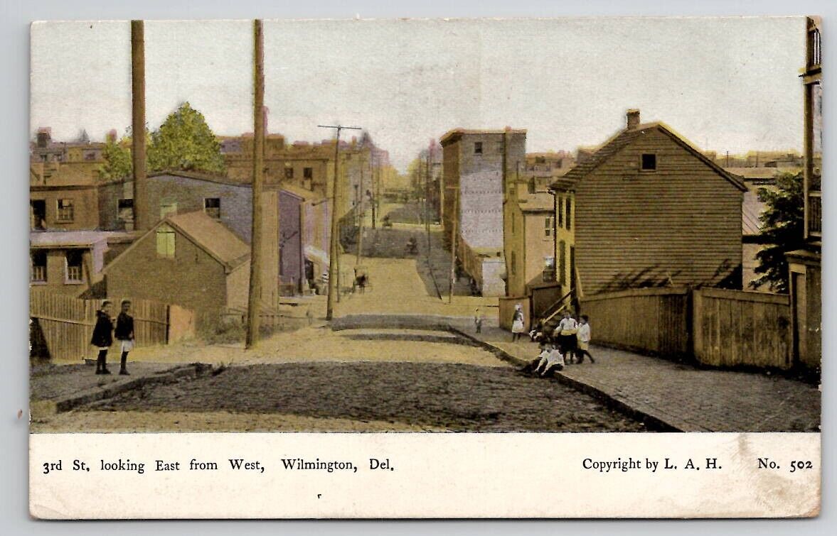 Wilmington DE 3rd St Looking East From West With Children c1905 Postcard V30